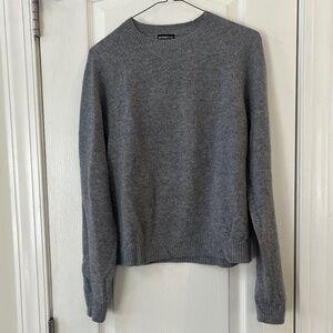 Minnie Rose Heather Grey “Shrunken Crew” Cashmere Crew Neck Sweater size M